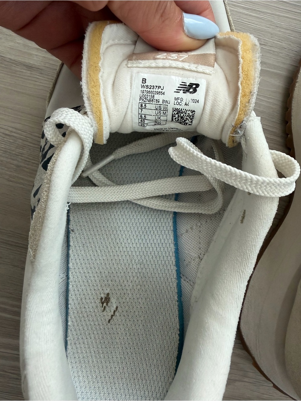 New Balance Women’s Cream and White Sneakers with Leopard Accent - Picture 2 of 8